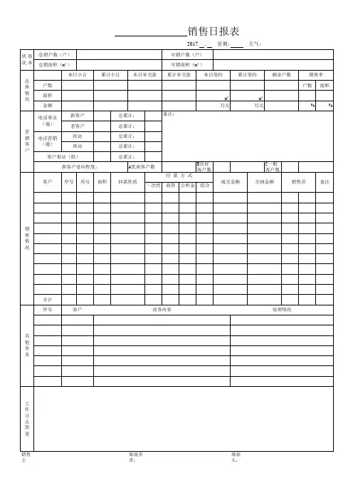 房地产销售日报表
