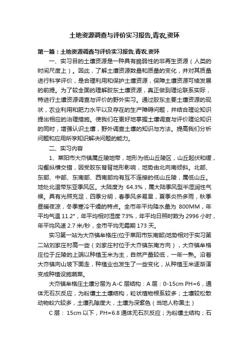 土地资源调查与评价实习报告,青农,资环