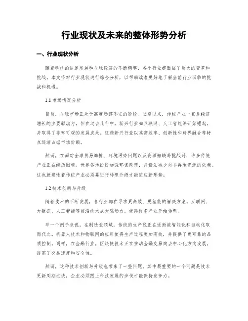 行业现状及未来的整体形势分析