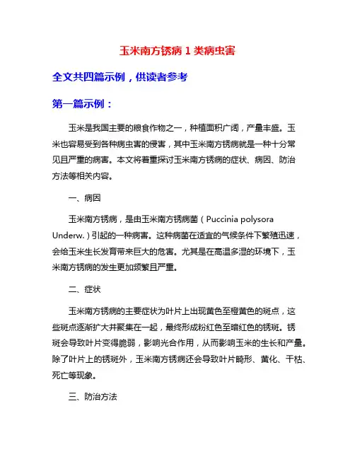 玉米南方锈病1类病虫害
