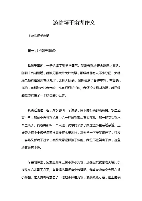 游临颍千亩湖作文