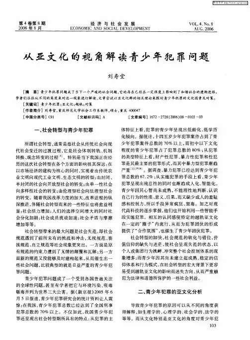 从亚文化的视角解读青少年犯罪问题