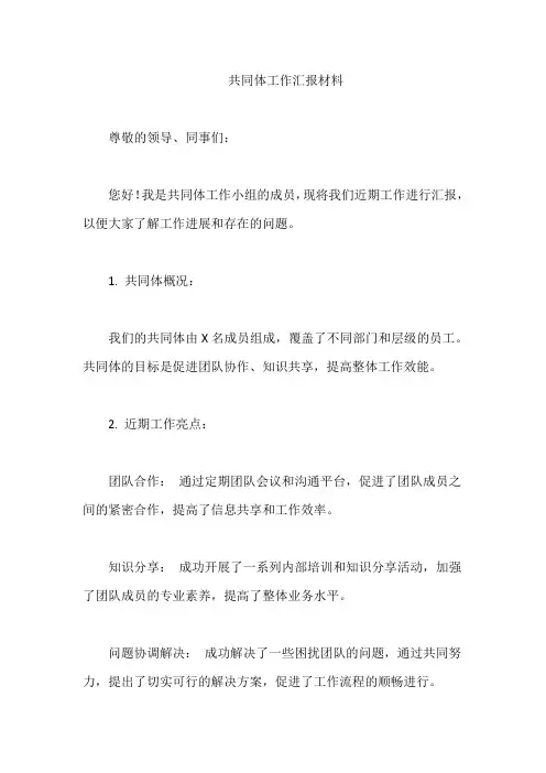 共同体工作汇报材料