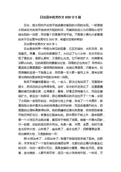 日出高中优秀作文800字5篇
