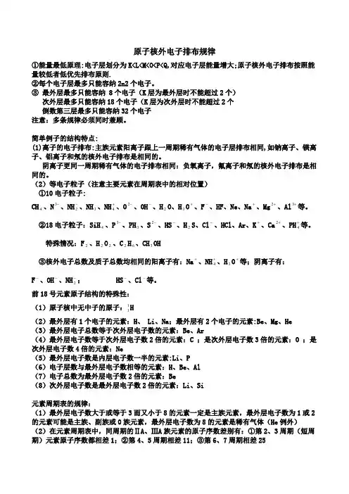 (完整版)核外电子排布规律总结