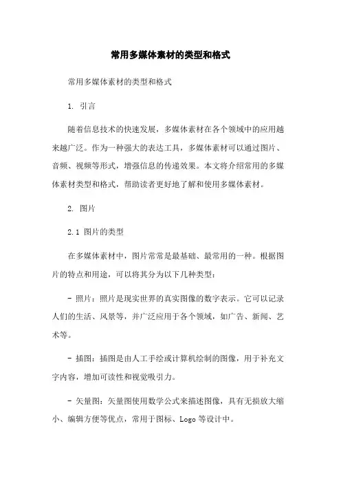常用多媒体素材的类型和格式