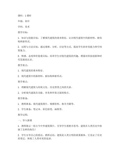 现代建筑初中美术教案模板