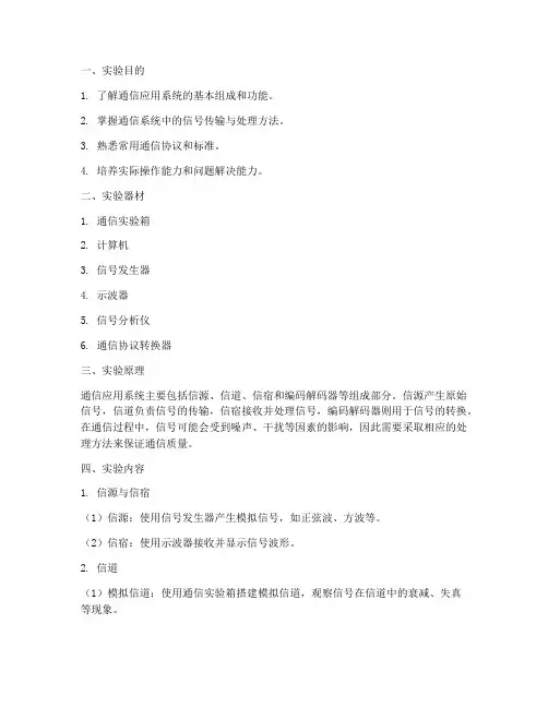 通信应用系统实验报告