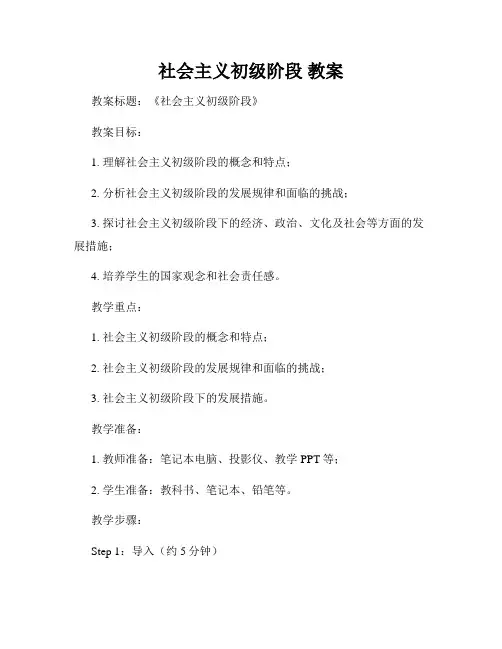 社会主义初级阶段 教案