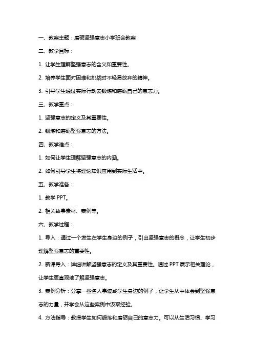 磨砺坚强意志小学班会教案
