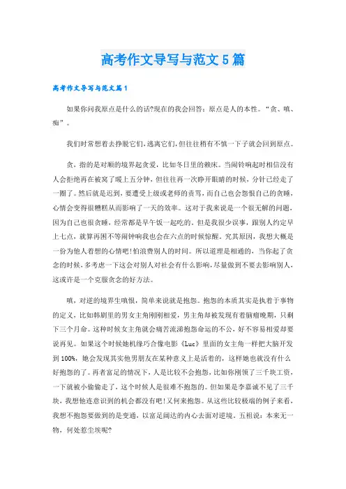 高考作文导写与范文5篇