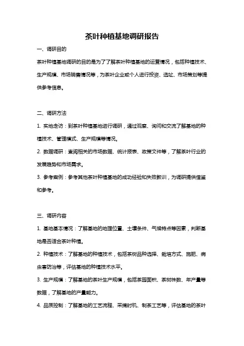 茶叶种植基地调研报告