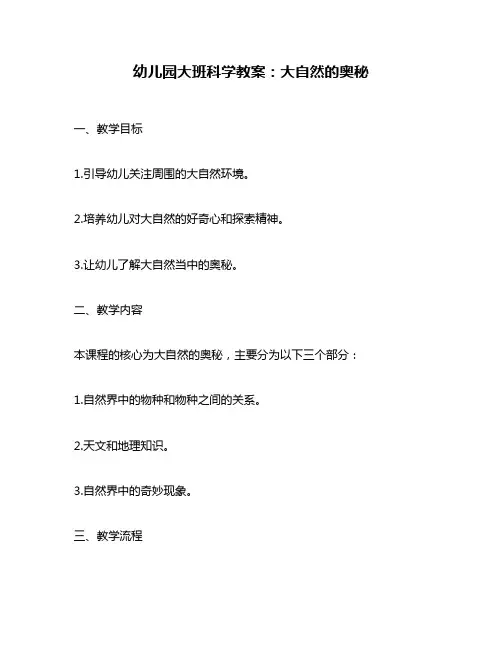 幼儿园大班科学教案：大自然的奥秘