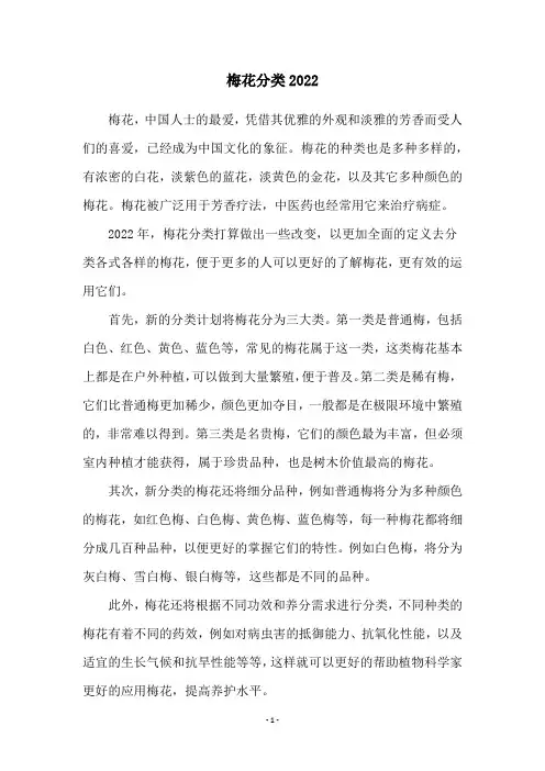 梅花分类2022