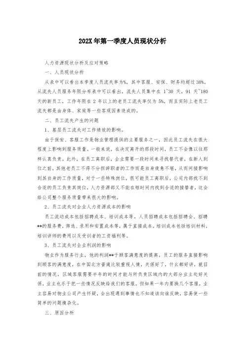 202X年第一季度人员现状分析