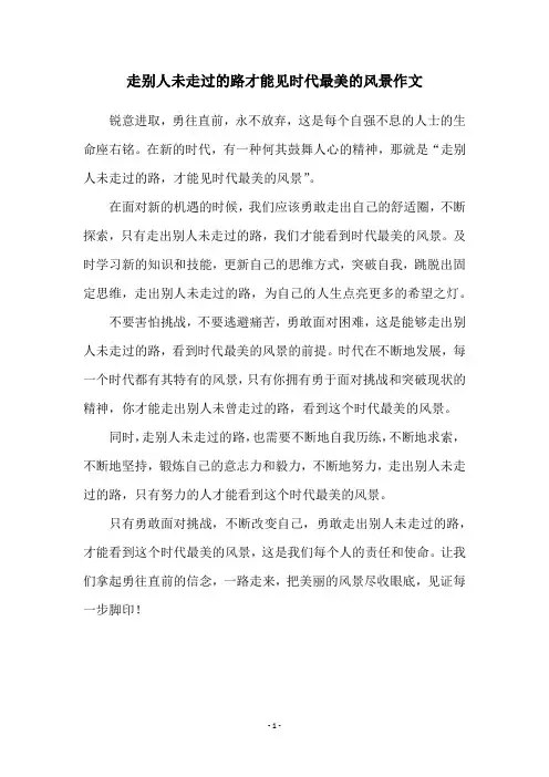 走别人未走过的路才能见时代最美的风景作文