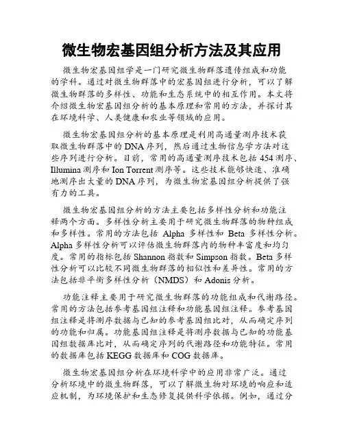 微生物宏基因组分析方法及其应用