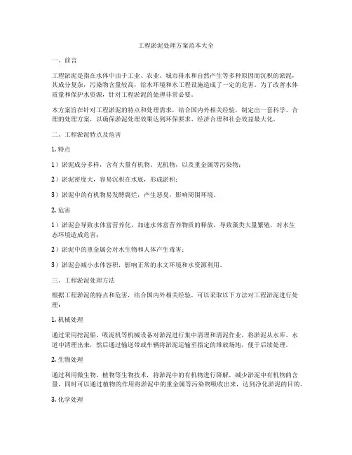 工程淤泥处理方案范本大全
