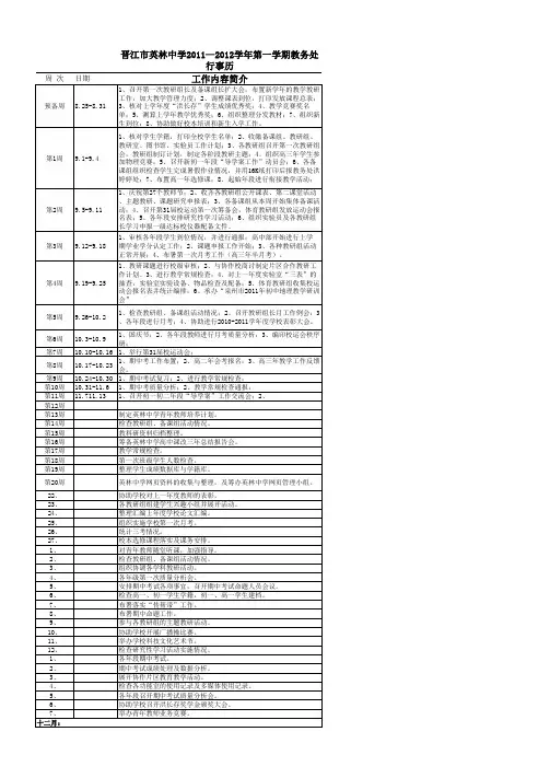 2011—2012学年第一学期教务处行事历(行政会)