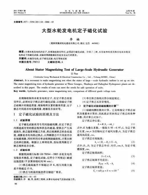 大型水轮发电机定子磁化试验