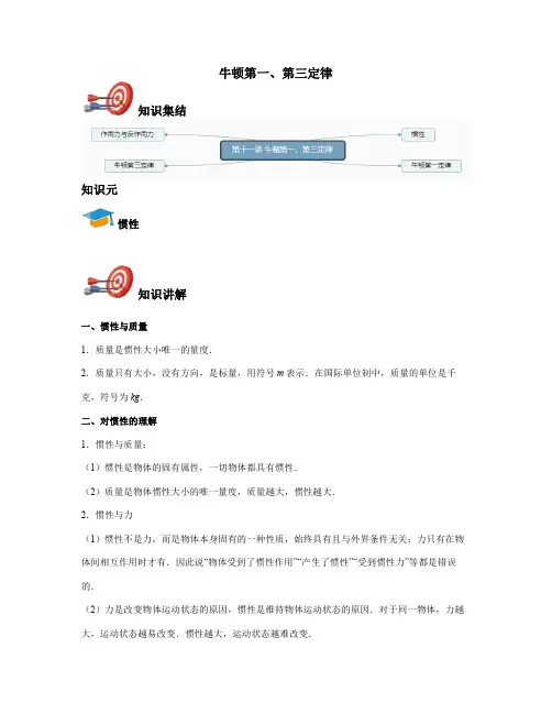 高中物理必修一-牛顿第一、第三定律