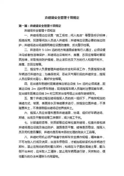 弃碴场安全管理十项规定