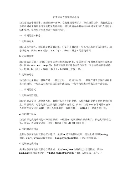 初中动词专项知识点总结