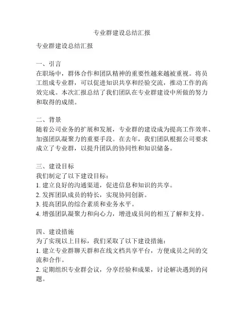 专业群建设总结汇报