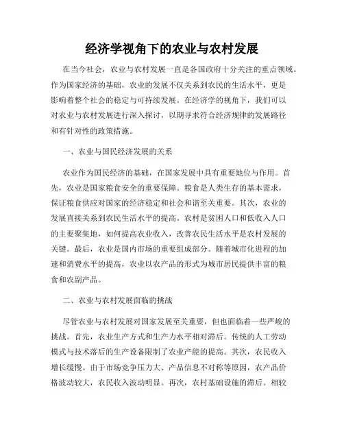 经济学视角下的农业与农村发展