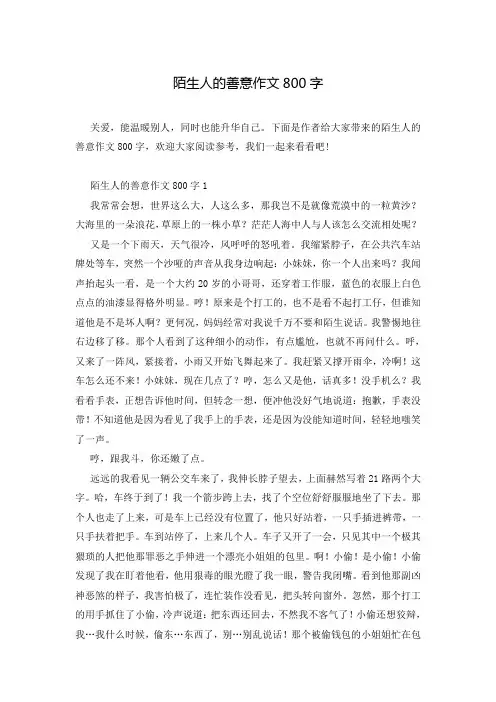 陌生人的善意作文800字