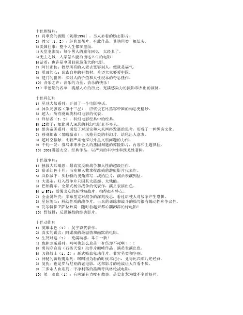 给大家推荐几部好看的电影