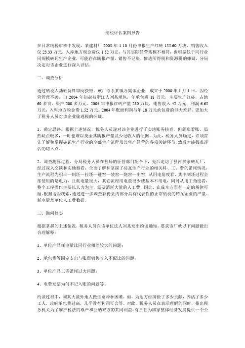 纳税评估案例报告
