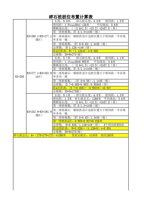 碎石桩桩位布置计算