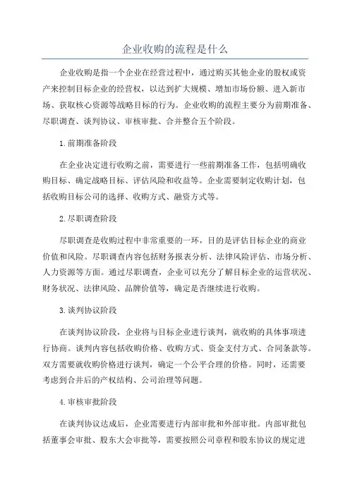 企业收购的流程是什么