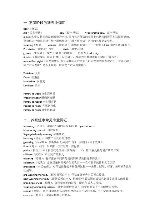 养猪专业词汇