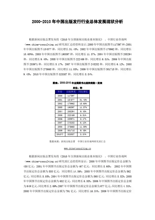 2000-2010年中国出版发行行业总体发展现状分析