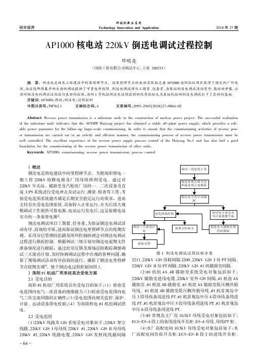AP1000核电站220kV倒送电调试过程控制