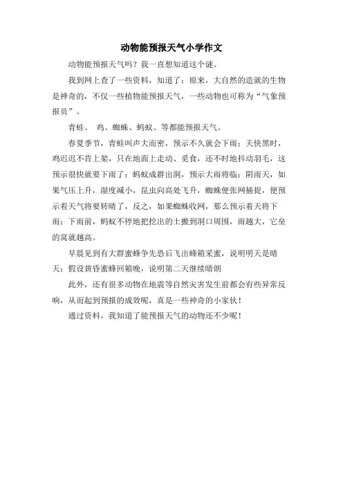 动物能预报天气小学作文