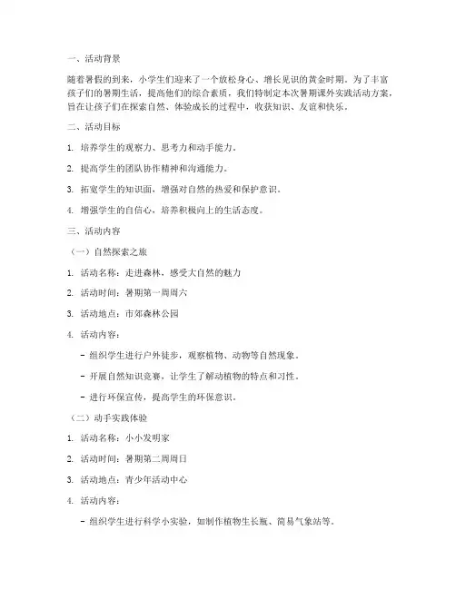 小学生暑期课外实践活动