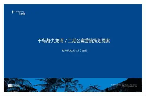 杭州千岛湖九龙湾二期公寓营销策划提案PPT课件