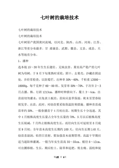 七叶树的栽培技术