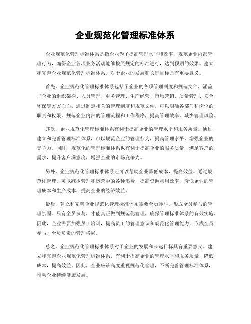 企业规范化管理标准体系