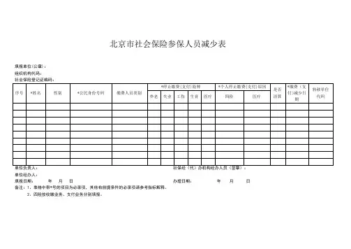 北京市社会保险参保人员减少表