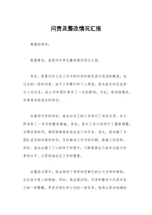 问责及整改情况汇报