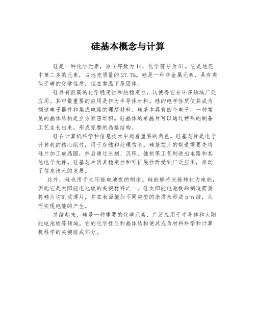 硅基本概念与计算