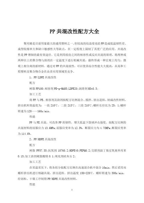 PP共混改性配方大全