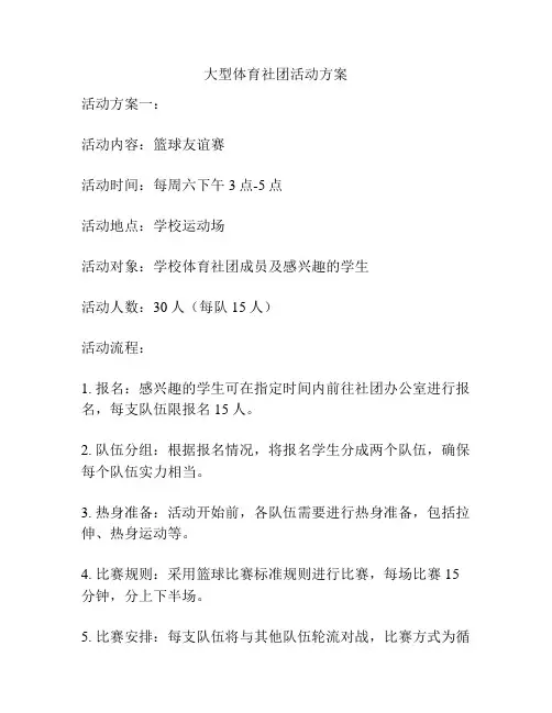 大型体育社团活动方案