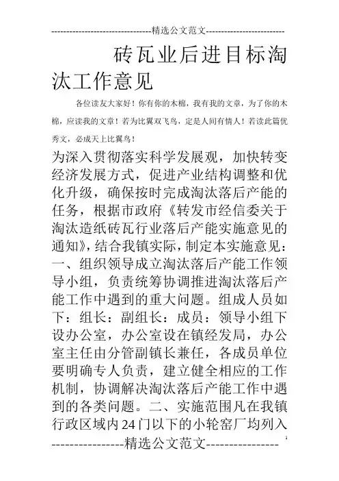 砖瓦业后进目标淘汰工作意见_0