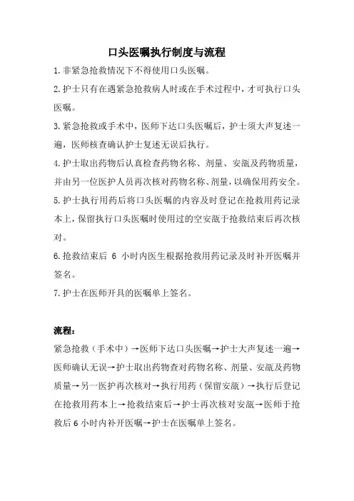 口头医嘱执行制度与流程
