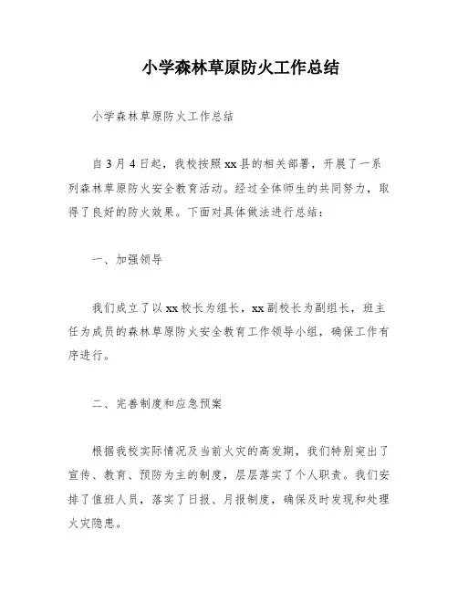 小学森林草原防火工作总结